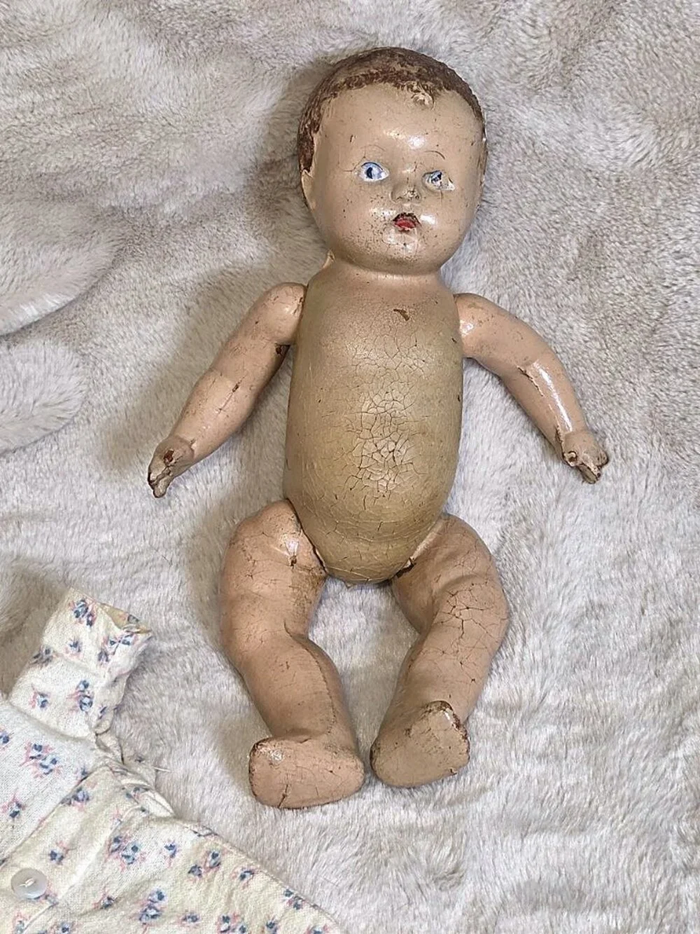 Vintage 1920s - 30s Composition Baby Doll - Unmarked - Needs Repair - #F